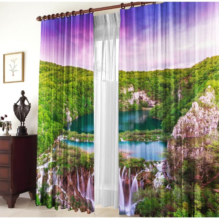 Комплект штор 21013 "Горное озеро", ш 150 х в 270 см - 2 шт, разноцветный
