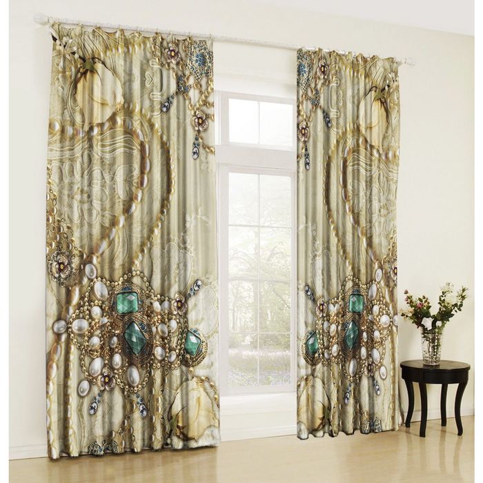Комплект штор 21020 "Лазурный камень", ш 148 х в 270 см - 2 шт, жемчужный