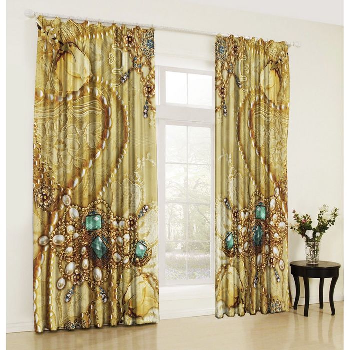 Комплект штор 21021 "Лазурный камень", ш 148 х в 270 см - 2 шт, золотой