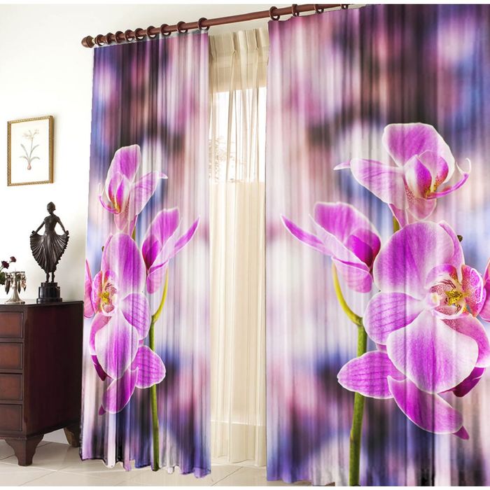 Комплект штор 21028 "Орхидея", ш 150 х в 270 см - 2 шт, разноцветный