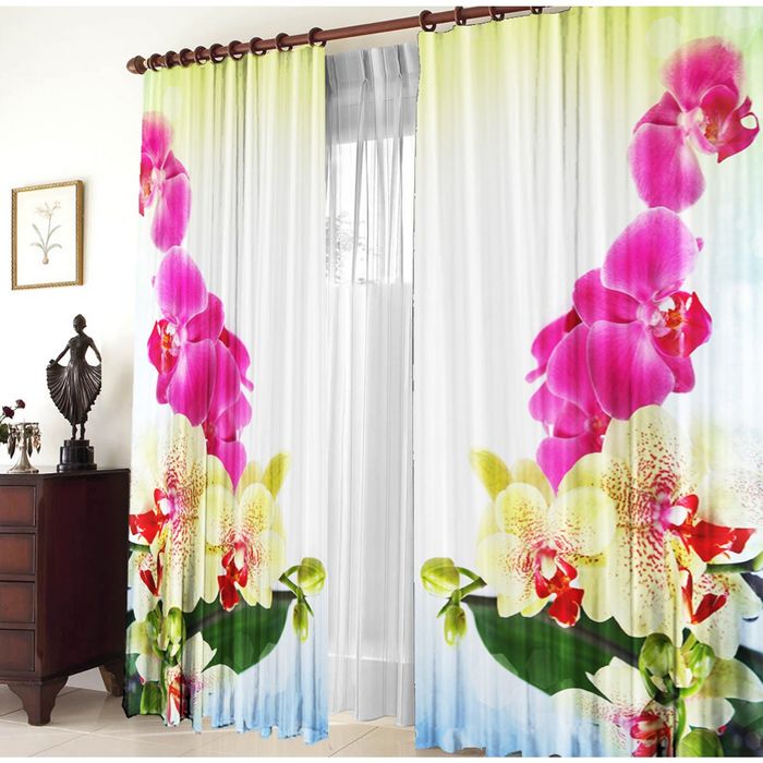 Комплект штор 21033 "Тигровая орхидея", ш 150 х в 270 см - 2 шт, разноцветный