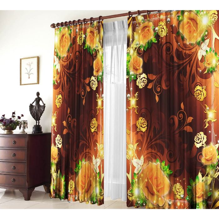 Комплект штор 21053 "Шоколад", ш 150 х в 270 см - 2 шт, разноцветный