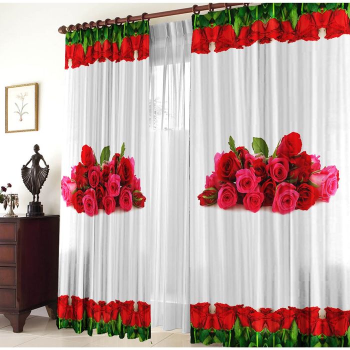 Комплект штор 21067 "Алые розы", ш 150 х в 270 см - 2 шт, разноцветный