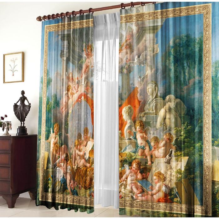 Комплект штор 21003 "Ангелочки", ш 150 х в 270 см - 2 шт, разноцветный