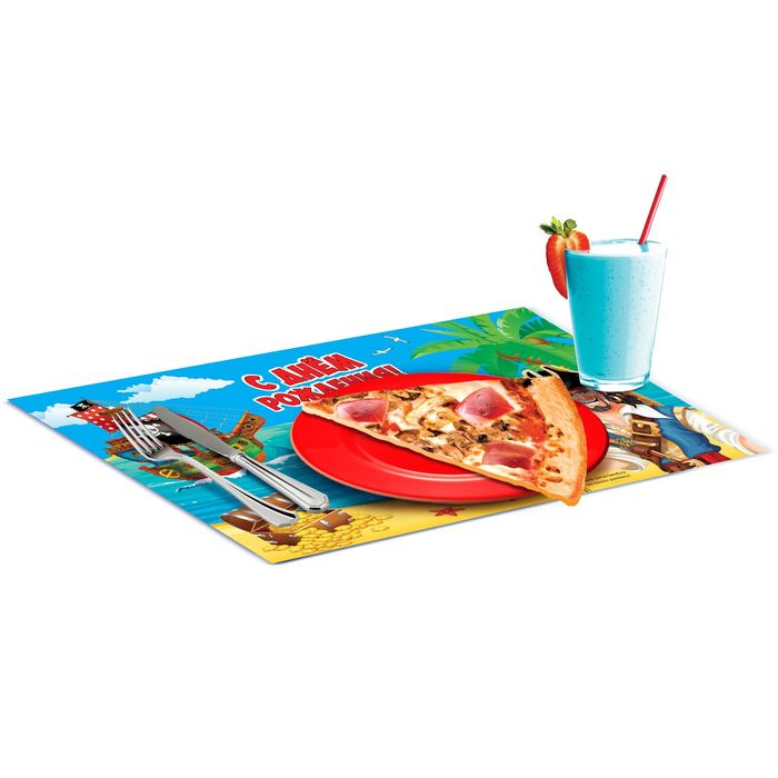 Салфетка под приборы "С Днём Рождения", пират, набор 6 шт.