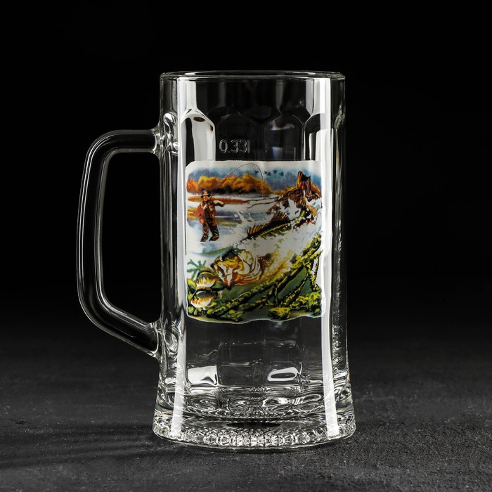 фото Кружка для пива «охота-рыбалка», 330 мл, рисунок микс gidglass