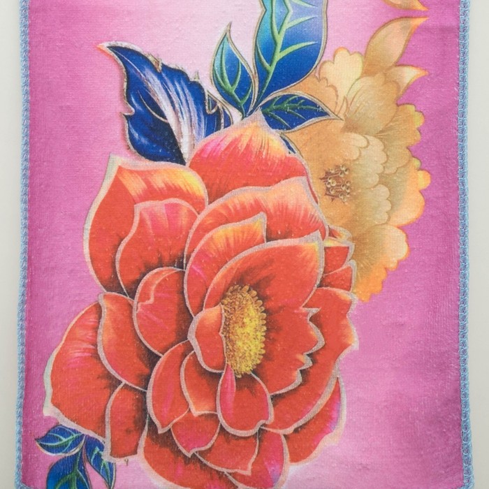 Полотенце кухонное "цветы" 25х50 см, микрофибра, МИКС