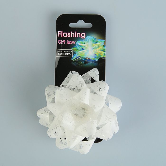 Бант-звезда светящийся, белый, 8.5 см
