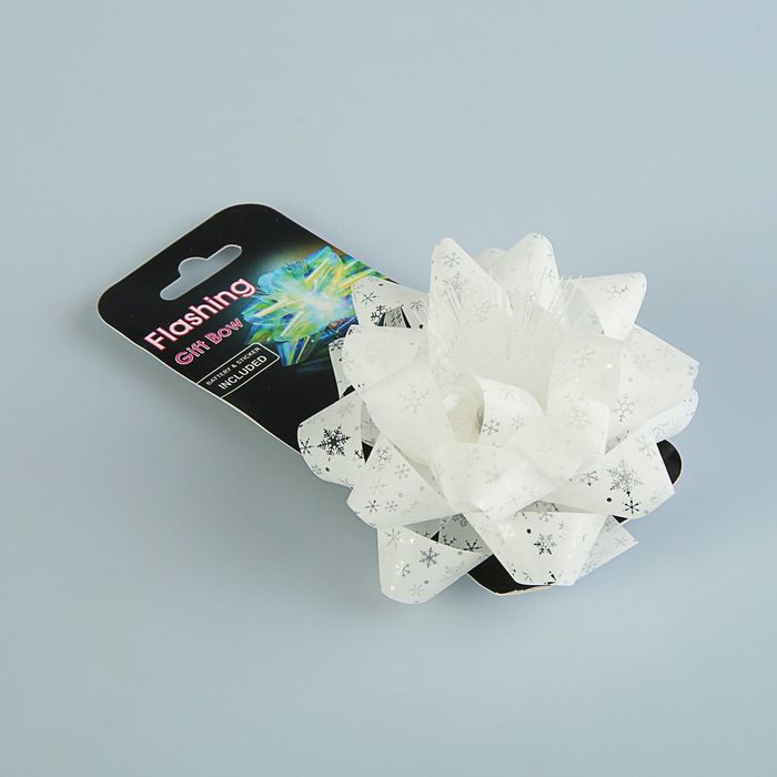 Бант-звезда светящийся, белый, 8.5 см