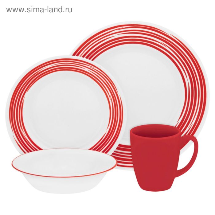 фото Набор посуды brushed red, 16 предметов corelle