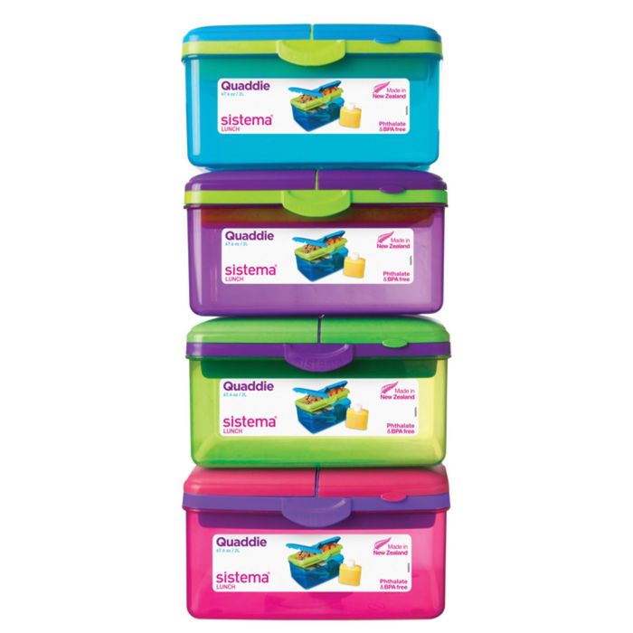 Ланчбокс 4-х секционный, 2 л, с бутылкой, микс