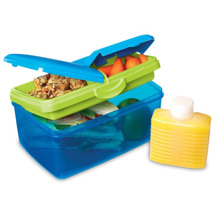 Ланчбокс 4-х секционный, 2 л, с бутылкой, микс