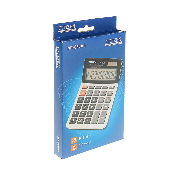Калькулятор настольный 10-разрядный, MT850AII 104х160х17 мм, двойное питание, чёрный
