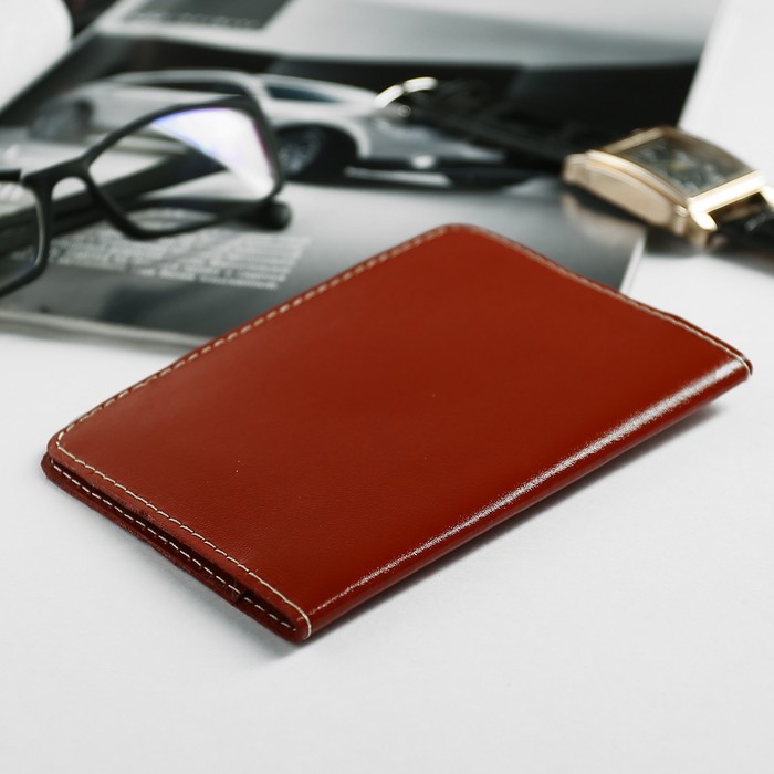 Обложка для автодокументов, для карт, анилин красный