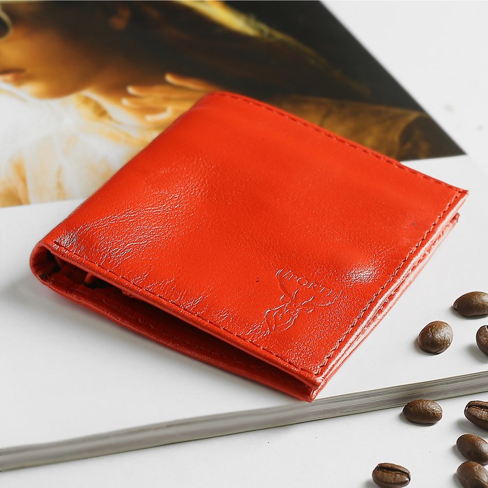 Кошелёк женский, 2 отдела, отдел для карт, монет, анилин, цвет красный