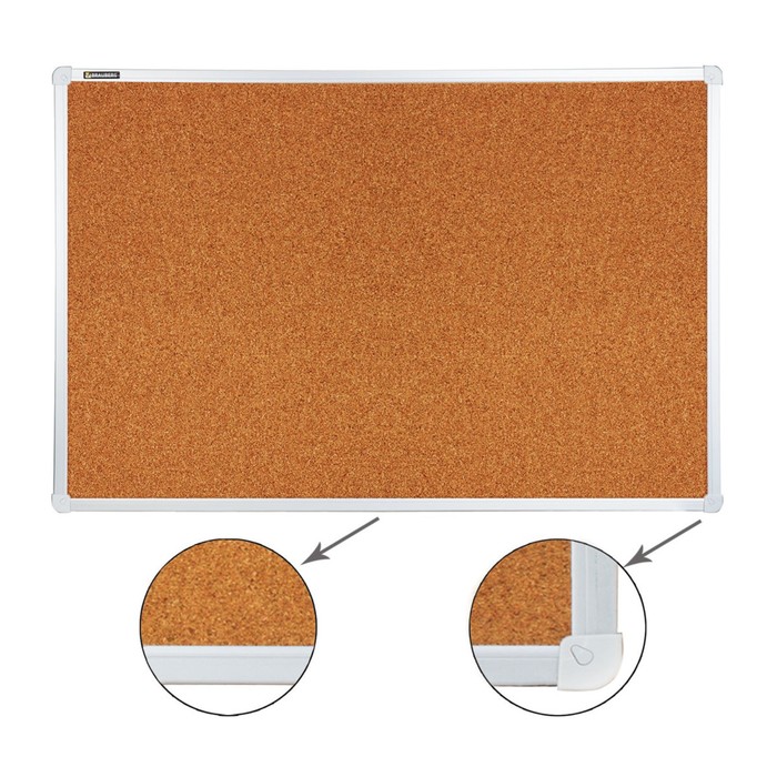 Доска пробковая для объявлений 60 х 90 см, алюминиевая рамка, гарантия - 10 лет