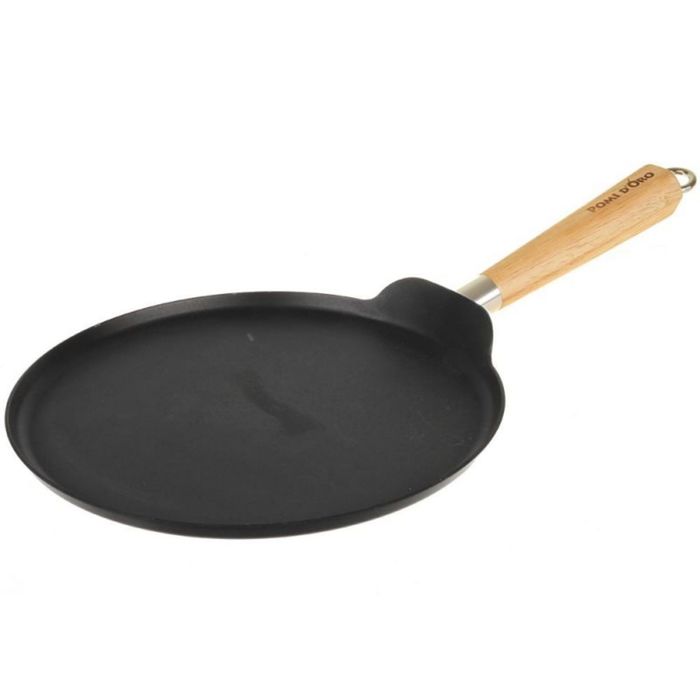 Сковорода блинная 28см, углеродистая сталь, деревянная ручка
