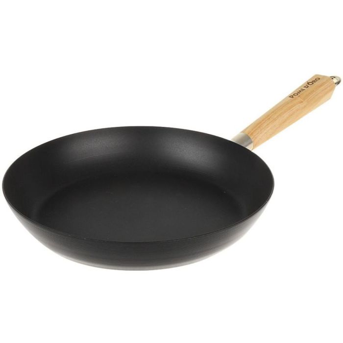 Сковорода 28см, углеродистая сталь, деревянная ручка