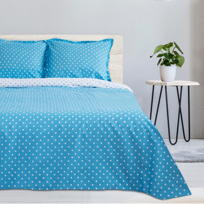 Постельное бельё "Этель" евро Голубая карамель, размер 200х217 см, 220х240 см, наволочка трансформер 70х70 (50х70 см) - 2 шт., поплин 125 г/м2