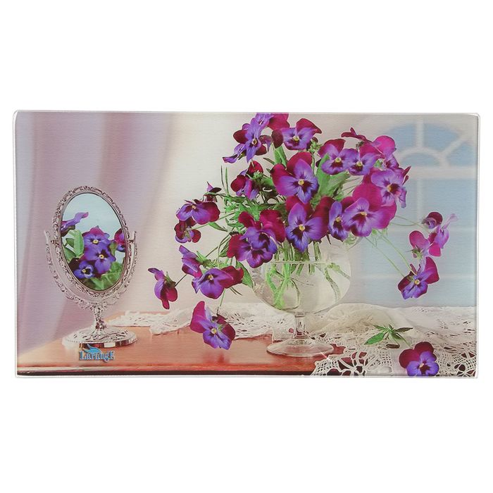 Доска разделочная 20х35 см "Букет анютиных глазок"