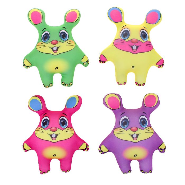 Мягкая игрушка-антистресс "Мыши цветные", набор 4 шт