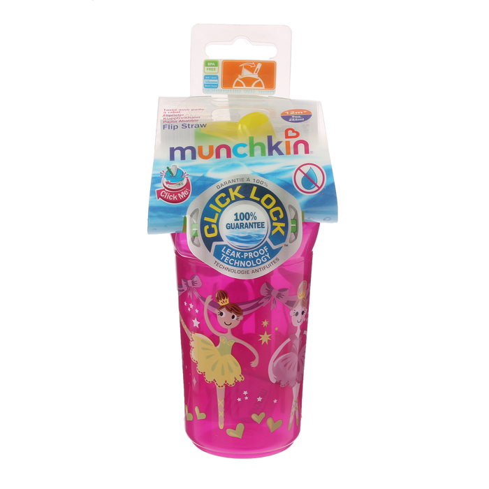 Поильник с трубочкой Click Lock, 266 мл, от 12 мес., цвета МИКС