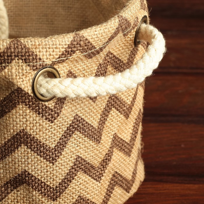 Упаковка для композиций, джут,коричневые зигзаги 20 х 20 х 17 см