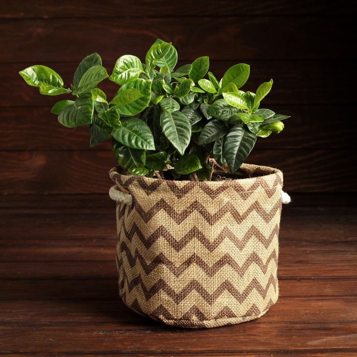 Упаковка для композиций, джут,коричневые зигзаги 20 х 20 х 17 см