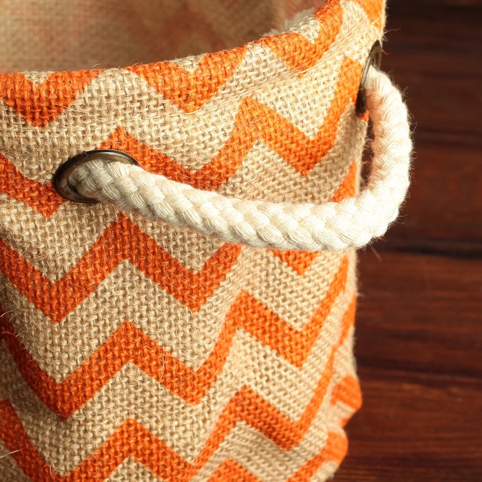 Упаковка для композиций, джут,оранжевые зигзаги 20 х 20 х 17 см