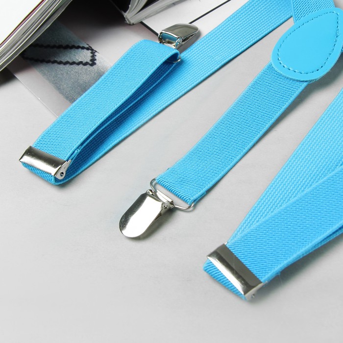 Подтяжки детские с бабочкой, ширина - 2,4 см, цвет голубой