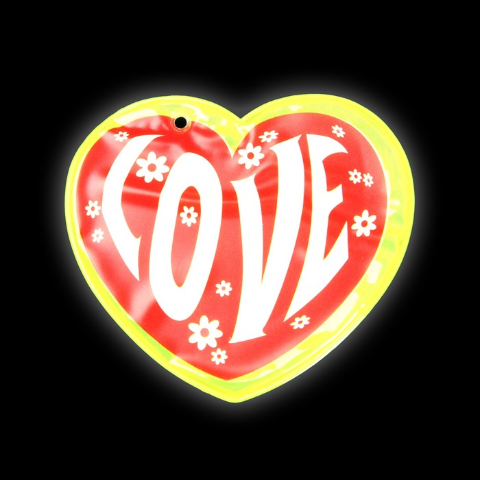 Светоотражающий элемент "Сердце, love", 7*5,5см , цвет красный/жёлтый