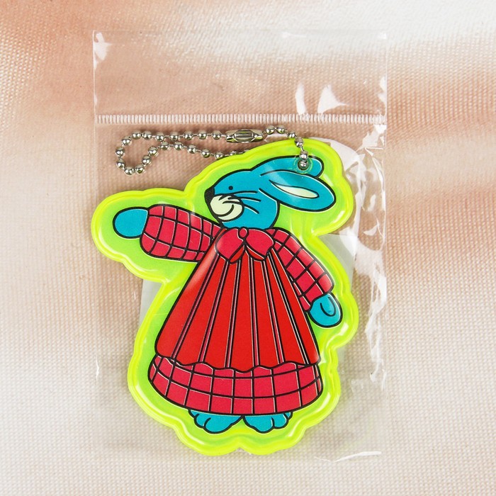 Светоотражающий элемент "Заяц", 7*5,5см, цвет розовый/жёлтый