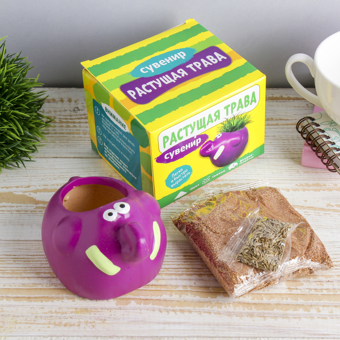 Растущая трава керамика "Слонёнок" 7,5х10х8,2 см