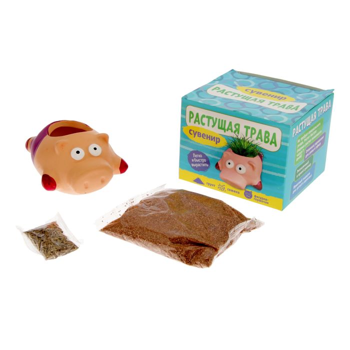 Растущая трава керамика "Хрюшка" 5,5х10х8 см