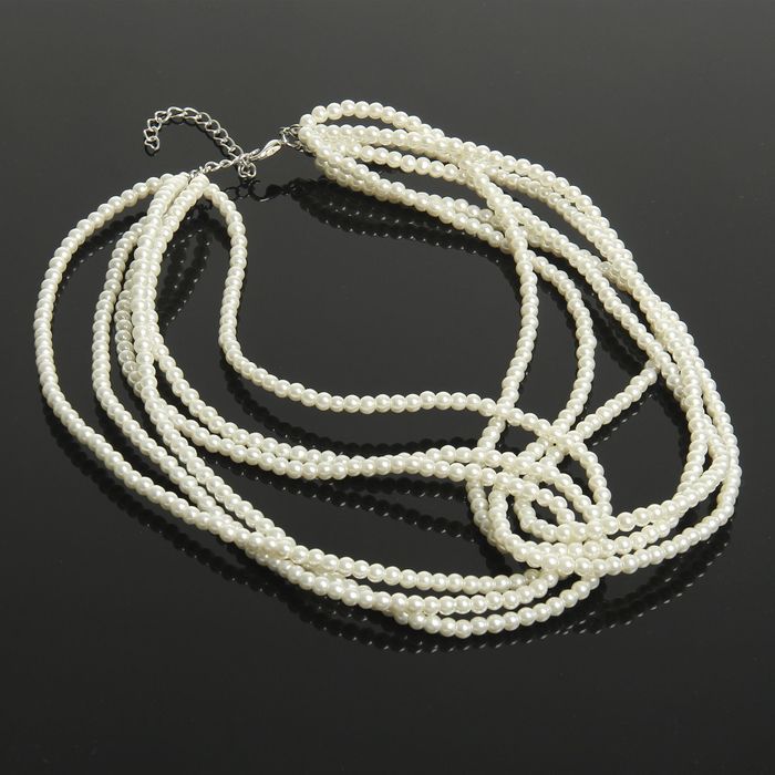Бусы "Жемчужина" сплетение, цвет белый в серебре, 38см