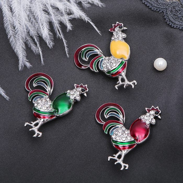 Брошь "Петушок задира", цвет МИКС в серебре