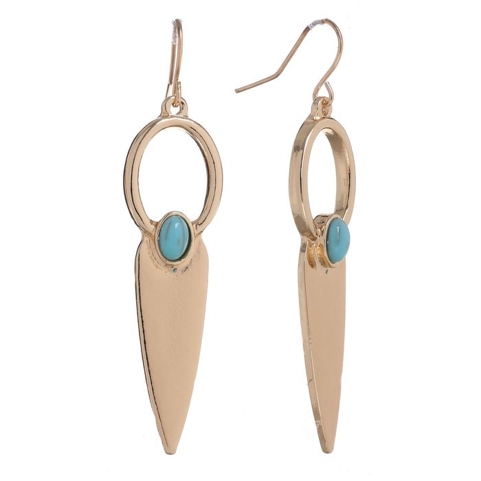 Серьги "Капля" вытянутая, цвет голубой в золоте