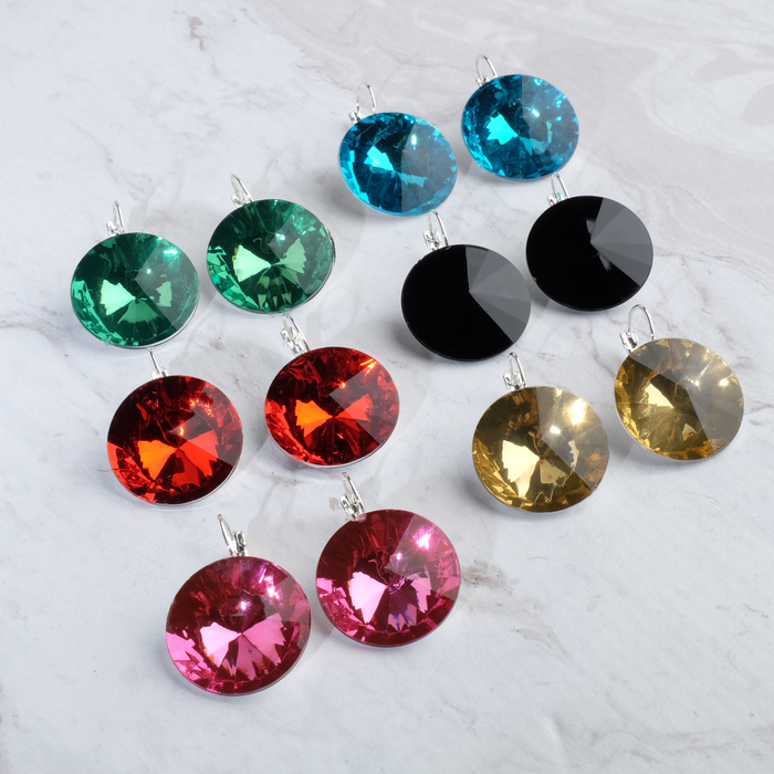 Серьги пластик "Круг" дискотека, цвет МИКС