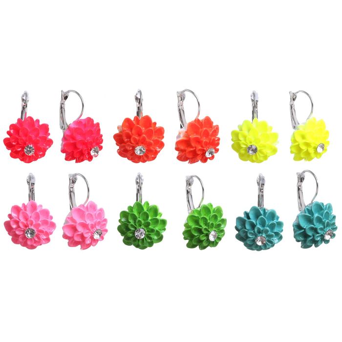 Серьги пластик "Цветок" астра, цвет МИКС