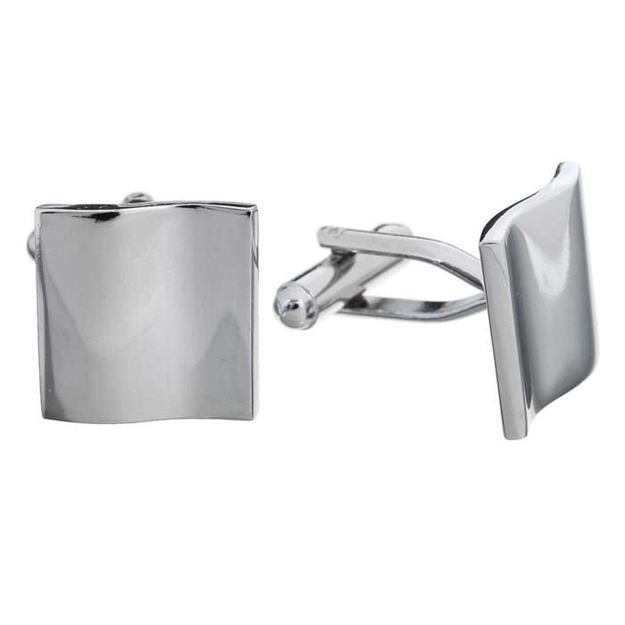 Запонки стальные "Классика", квадрат, волна, цвет серебряный