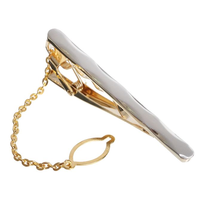 Зажим для галстука стальной "Классический" волнистый, цвет золотой