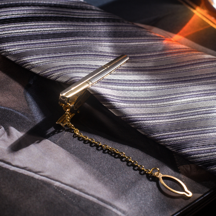 Зажим для галстука стальной "Классический" цвет матовый золотой