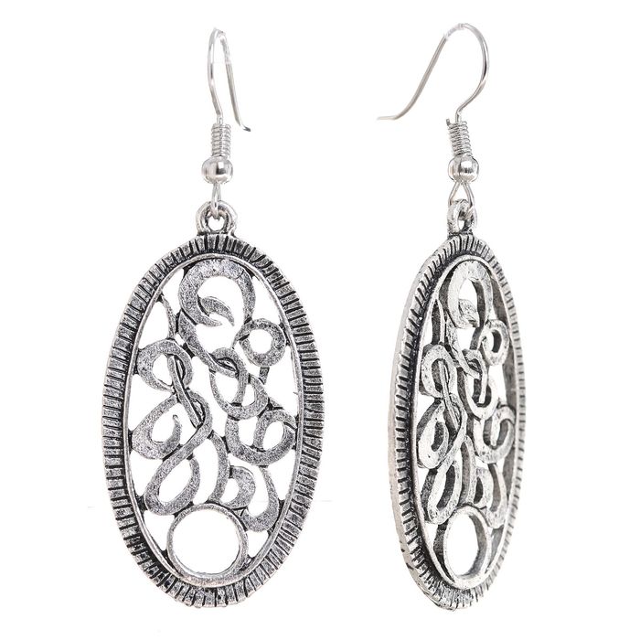 Серьги металл "Узор" переплетение, цвет чернёное серебро