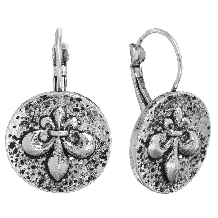 Серьги металл "Графская лилия", цвет чернёное серебро