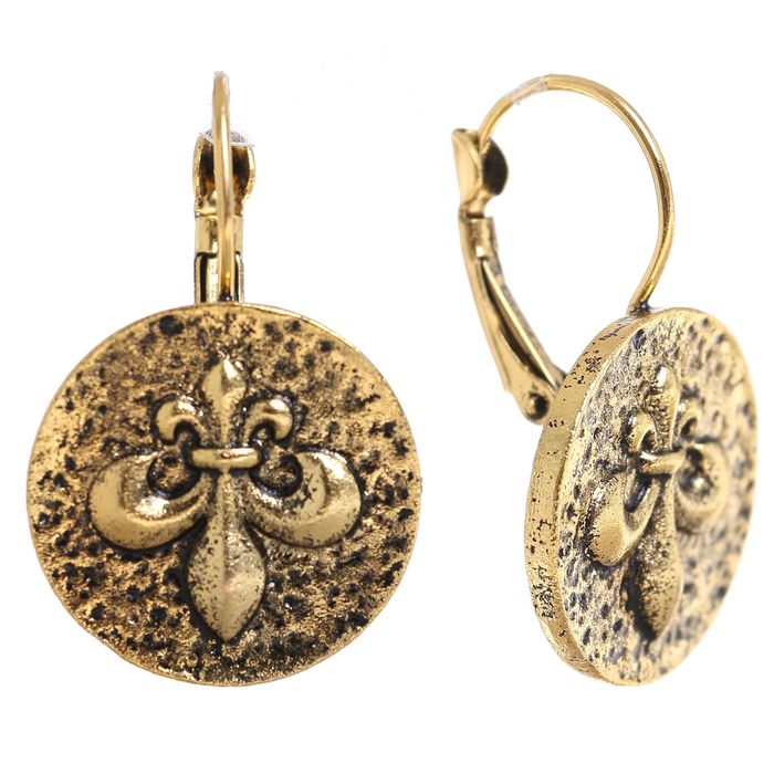 Серьги металл "Графская лилия", цвет чернёное золото