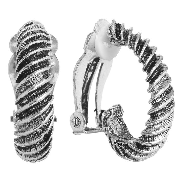 Клипсы "Узор" кручение, цвет чернёное серебро