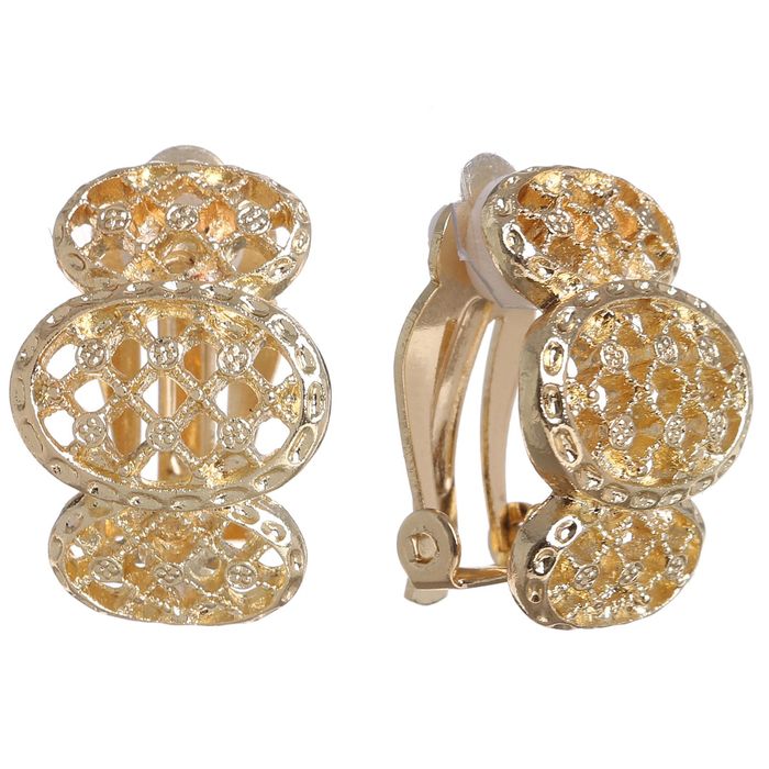 Клипсы "Узор" ажурный, цвет золото