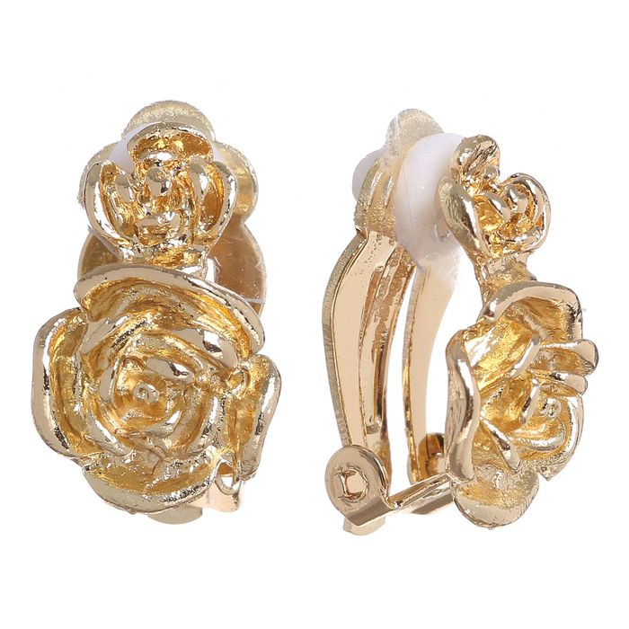 Клипсы "Цветы" розы, цвет золото