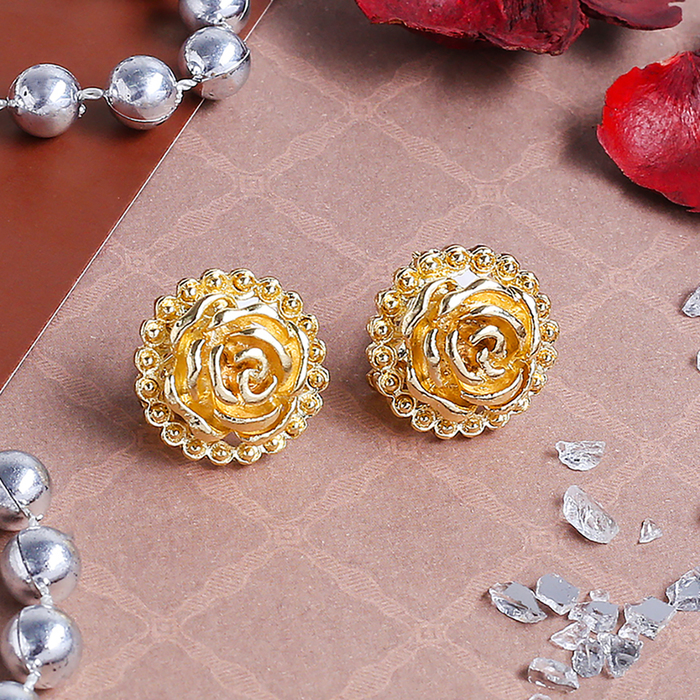 Клипсы "Цветок" роза, цвет золото