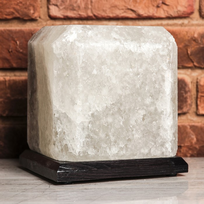 Соляной светильник "Квадрат", цельный кристалл, 9-10 кг, цветной